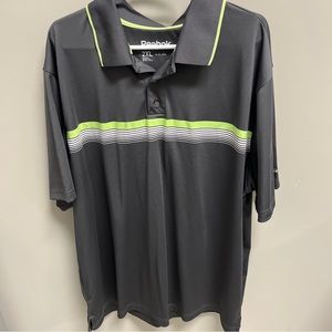 Reebox gray top with white and green stripe Golf polo short sleeve Size 2XL